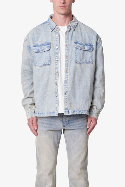 Denim Shirt Jacket - Light Blue
