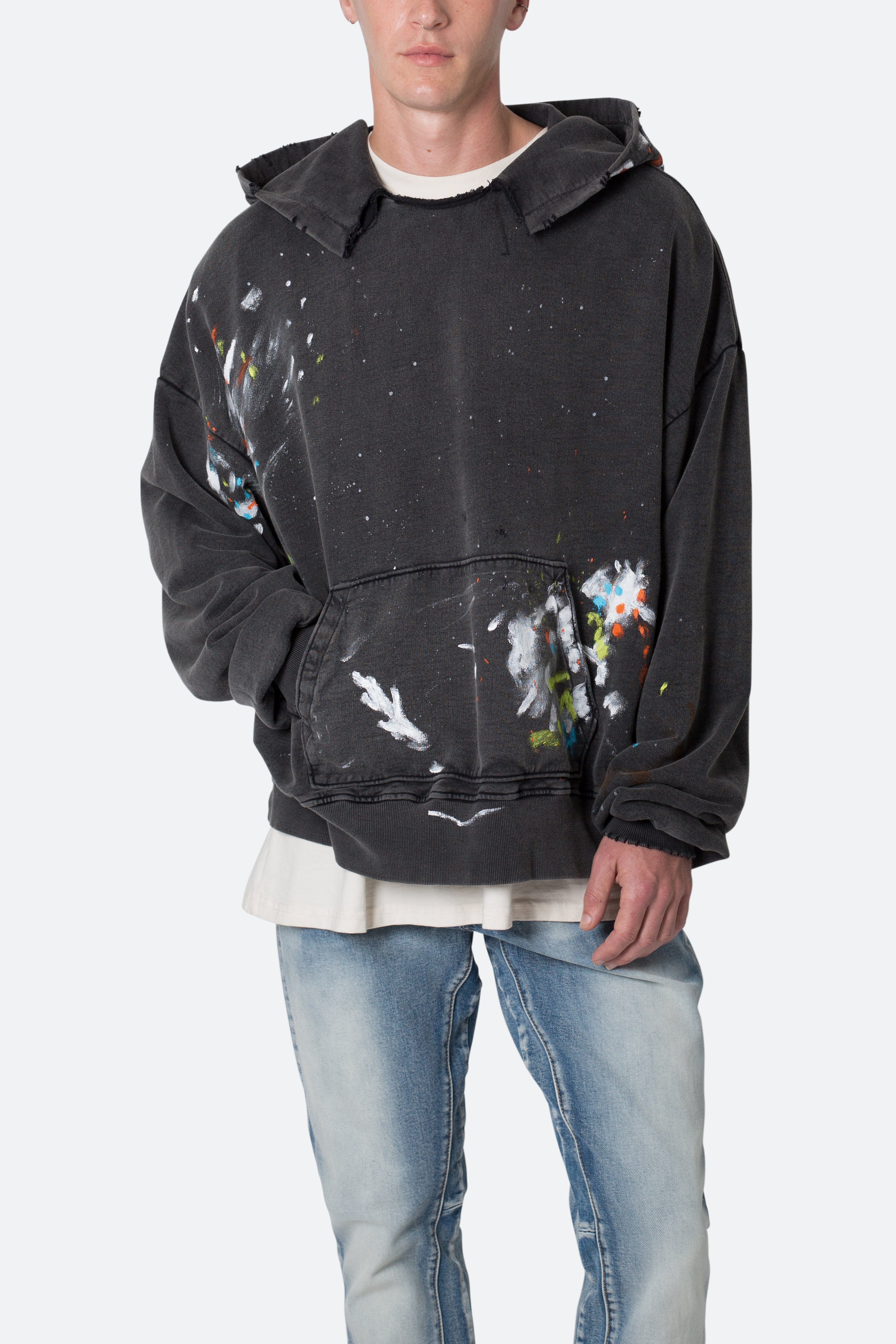 Destroyed Painter Hoodie - Vintage Black | mnml | shop now