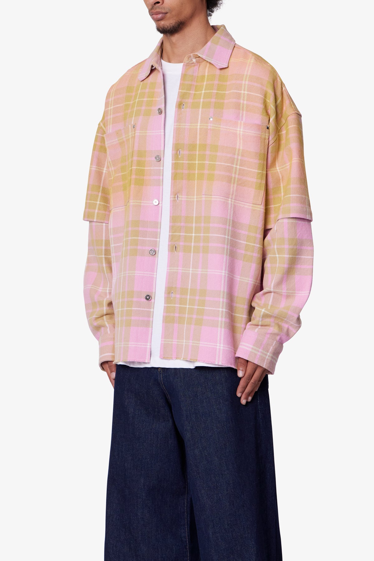 Dip-Fade-Flannel-Shirt-Pink-