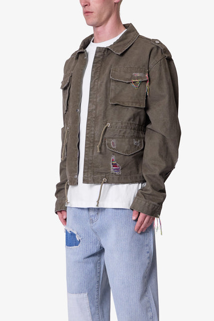 Dissolved Tribal Cargo Jacket - Washed Olive