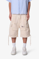Pantalones cortos cargo holgados desgastados - Blanco roto