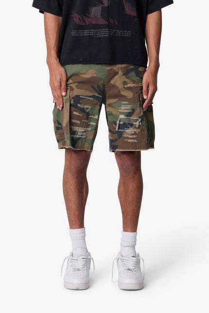 Pantalones cortos cargo desgastados - Camuflaje