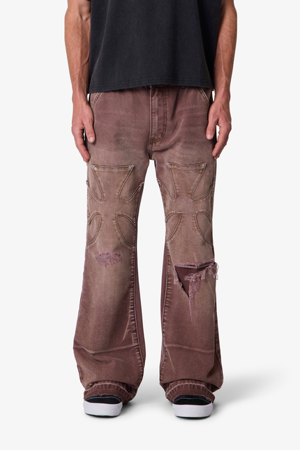 Distressed Iron Cross Denim - Brown