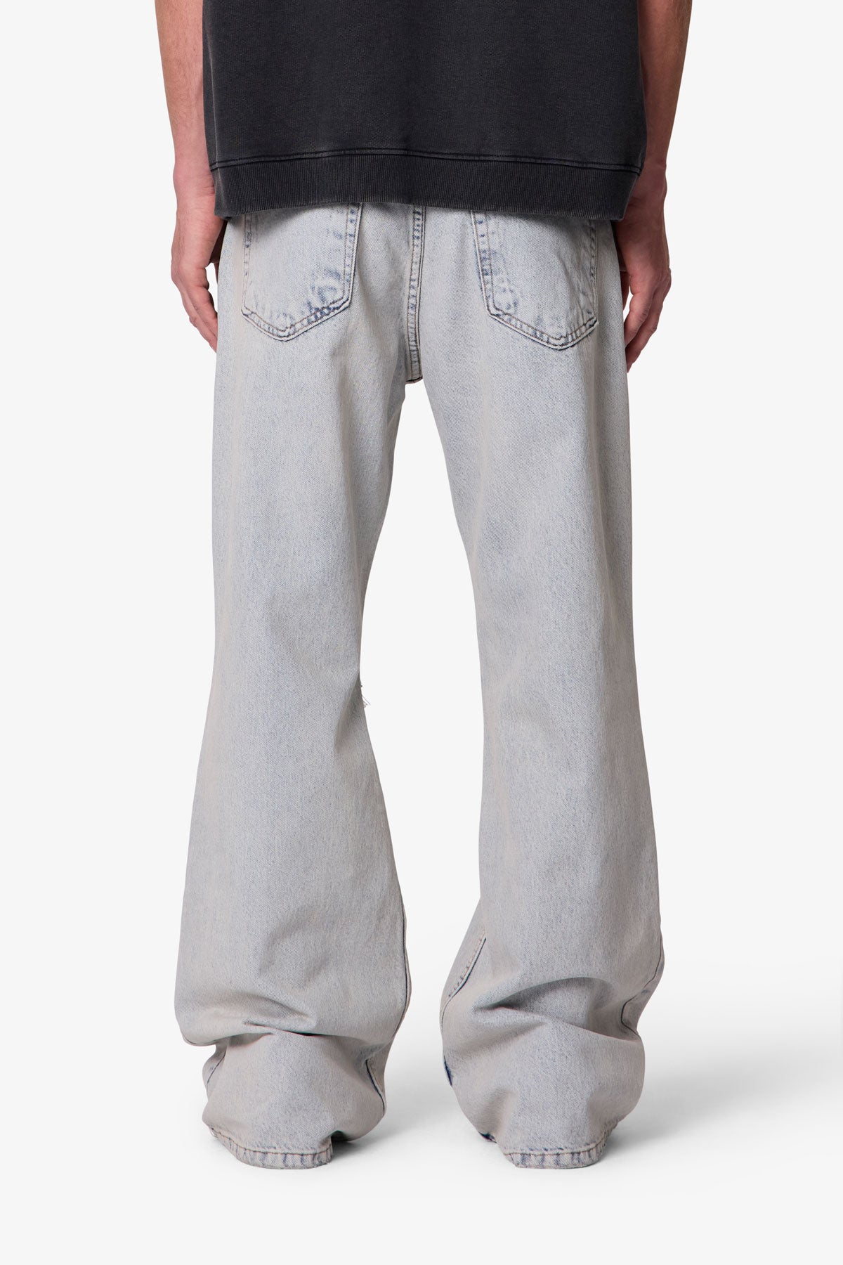 Distressed Kick Flare Denim - Light Blue | mnml