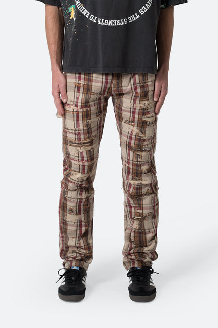 Distressed Plaid Pants - Multi