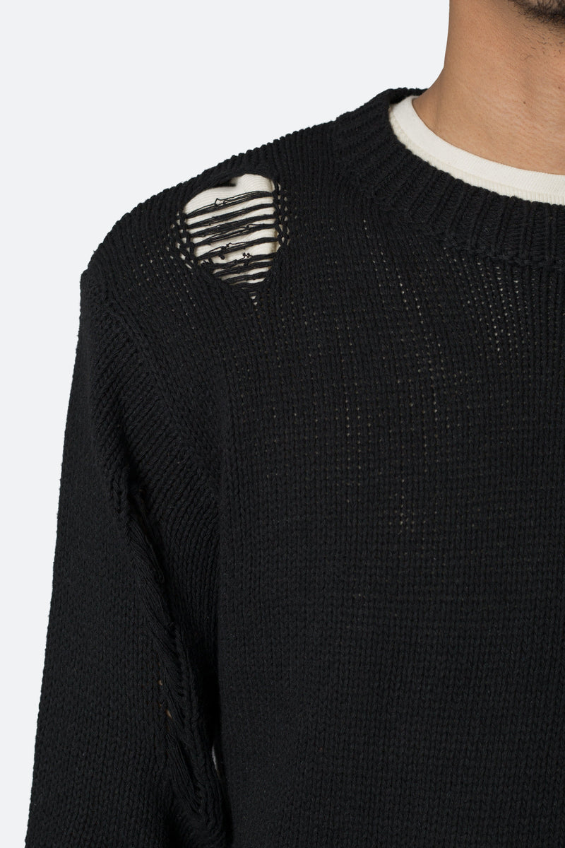 Distressed Sweater - Black | mnml | shop now