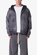 Sudadera con capucha y forro térmico desgastado - Negra