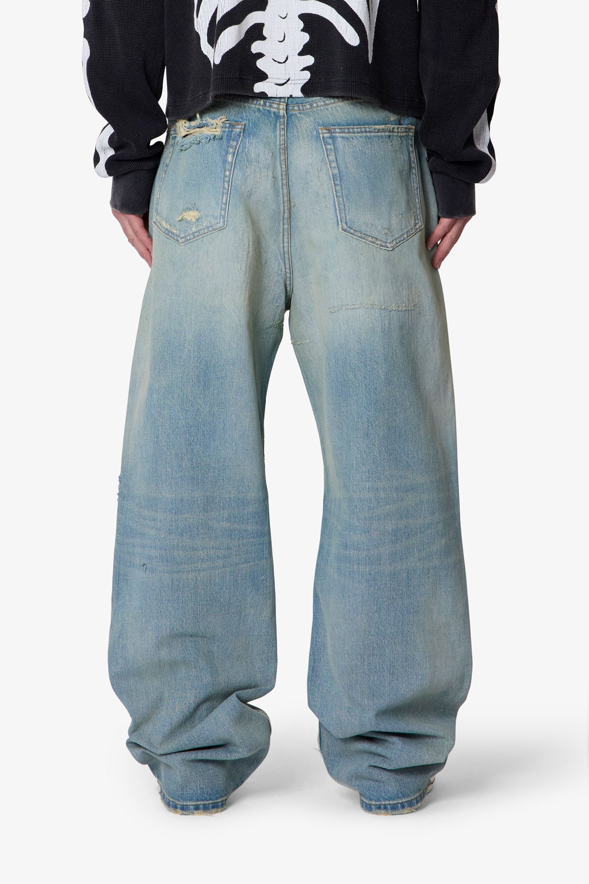 【値下げ可能】mnml ULTRA BAGGY DISTRESSED DENIM Distressed Ultra Baggy Denim - Blue | mnml