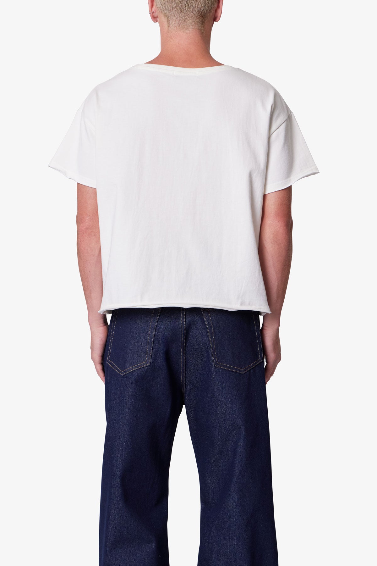 Distressed Wide Neck Tee - Antique white | mnml