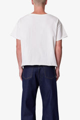 Distressed Wide Neck Tee - Antique White