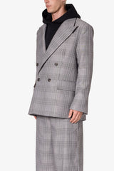 Double Breasted Suit Jacket - Black/Grey