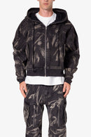 Chaqueta bomber con capucha de mezclilla doble - Negra