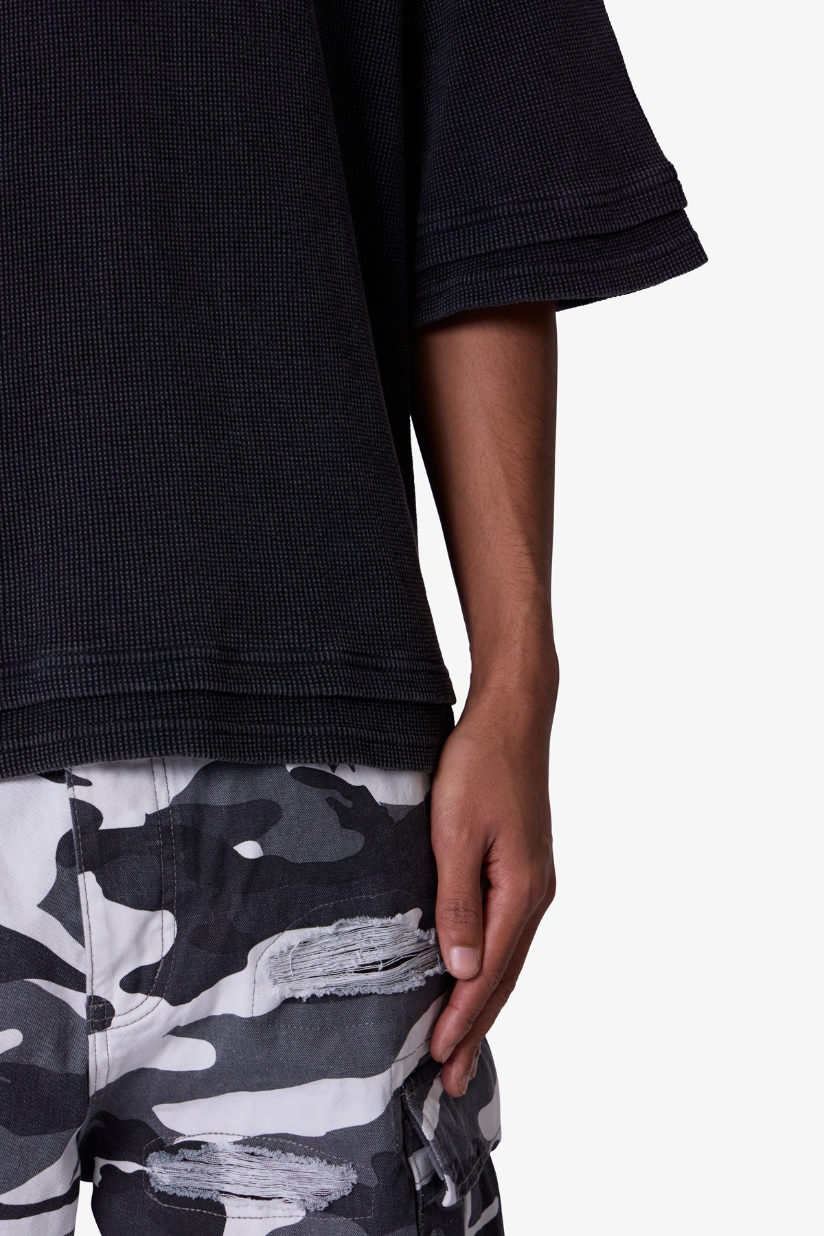 MNML DOUBLE LAYER ACID ウォッシュ Tシャツ 半袖 2色 送料込み Double Layer Acid Washed Tee - Black | mnml | shop now