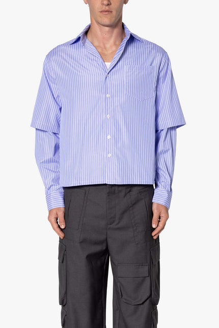 Double Layer Pinstripe Shirt - Blue