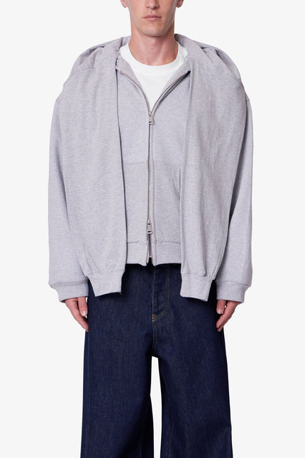 Double Layer Sleeve Scarf Hoodie - Grey