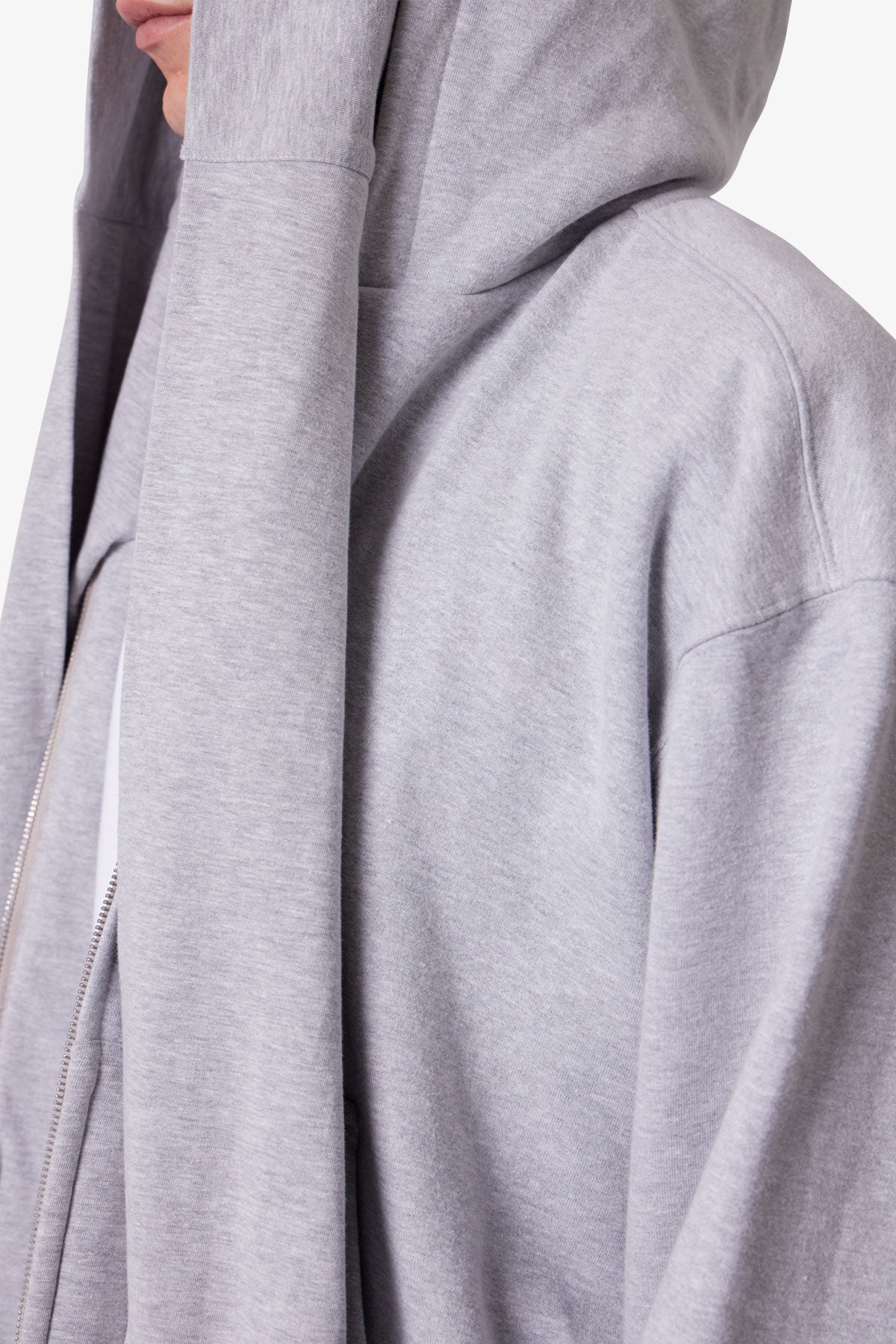 Double Layer Sleeve Scarf Hoodie - Grey | mnml