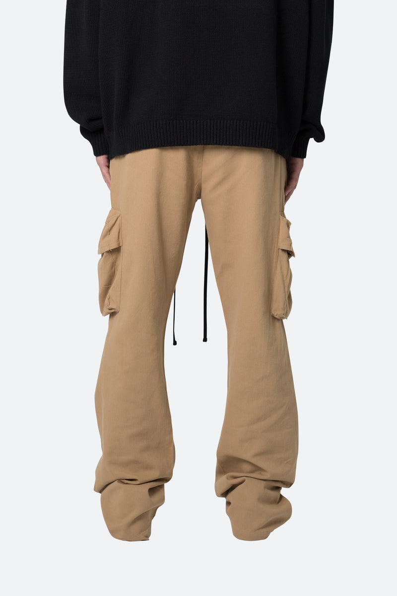 Drawcord Flare Cargo Pants - Khaki | mnml | shop now