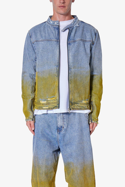 Dual Gradient Washed Denim Jacket - Blue