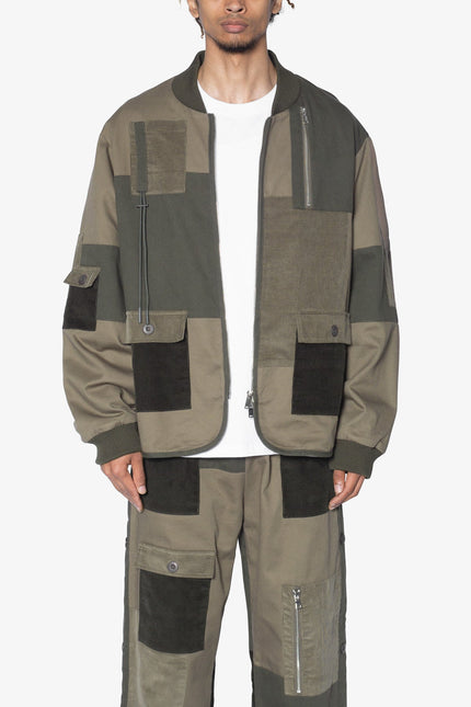 Dual Patchwork Jacket - Olive