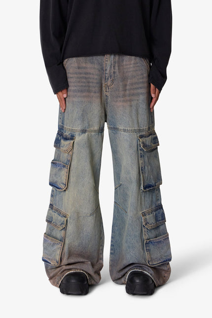 Dune Double Cargo Denim - Blue/Red