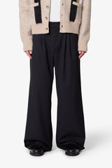 Easy Pleated Trouser Pants - Black