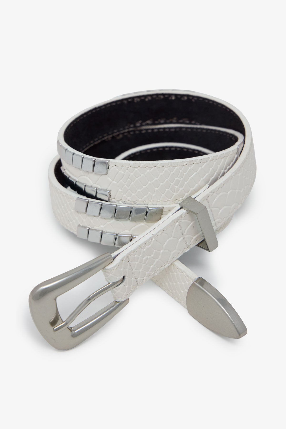 小物 DIESEL Embossed white leather waist belt Embossed Scale Belt - Off White | mnml