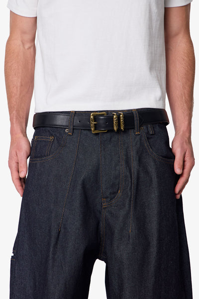 Engraved Roll Buckle Belt - Black | mnml
