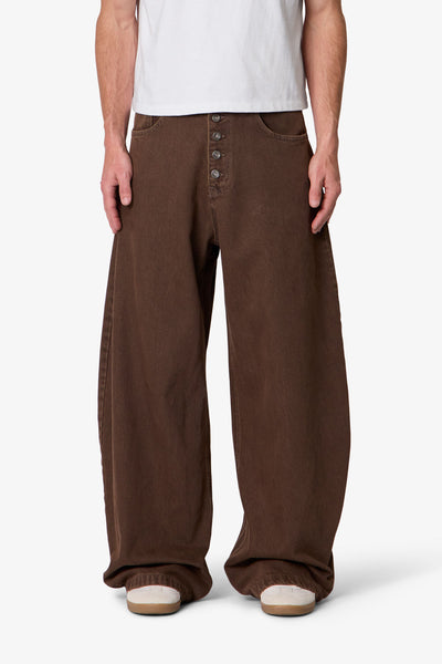 Exposed Shank Barrel Denim - Brown | mnml