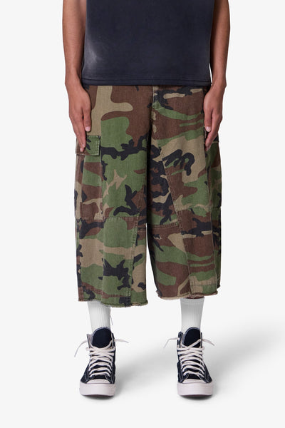 Extended Length Camo Cargo Shorts - Camo / Size 28