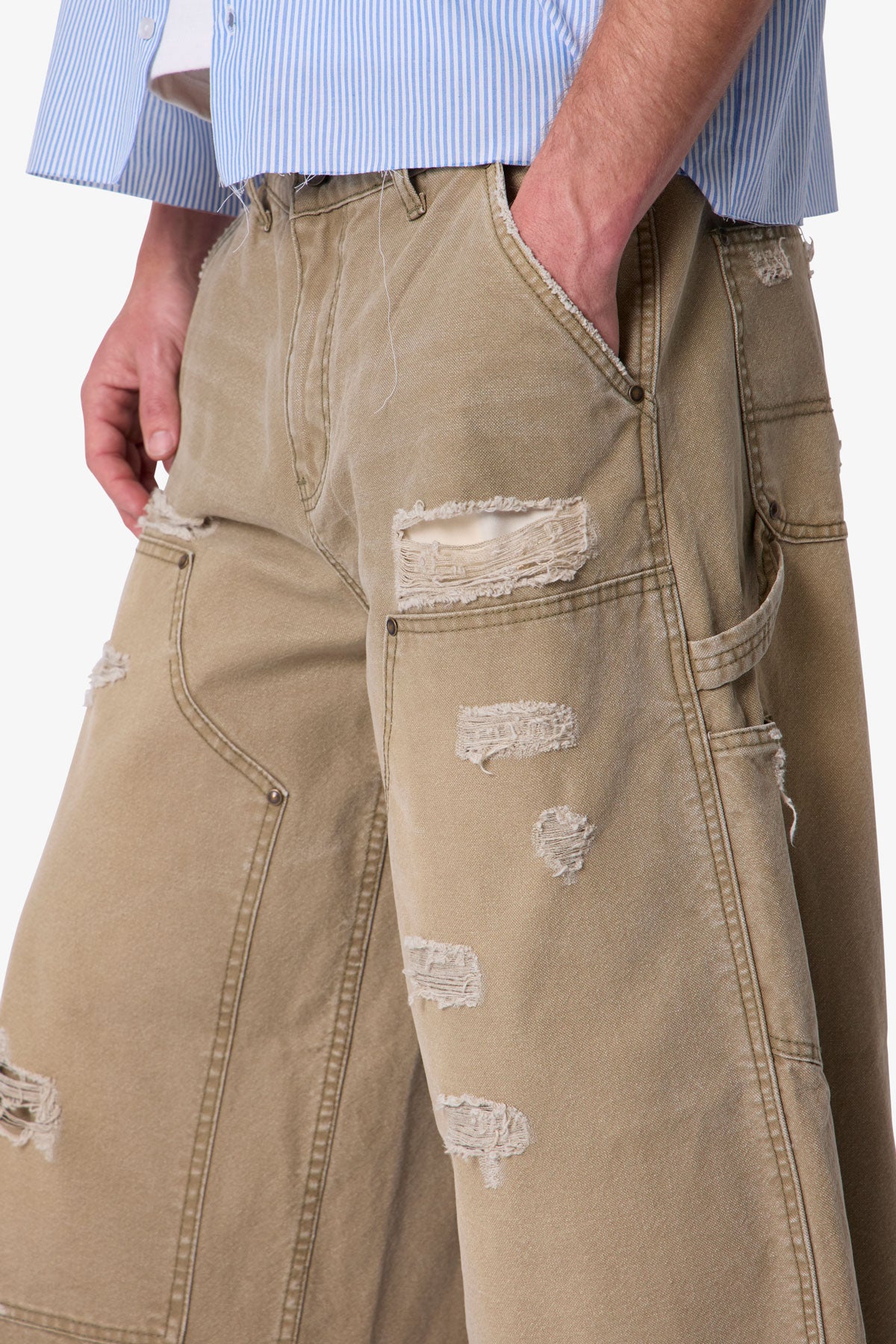 Extra Long Carpenter Shorts - Olive | mnml
