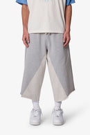 Extra Long Paneled Sweatshorts - Heather Grey