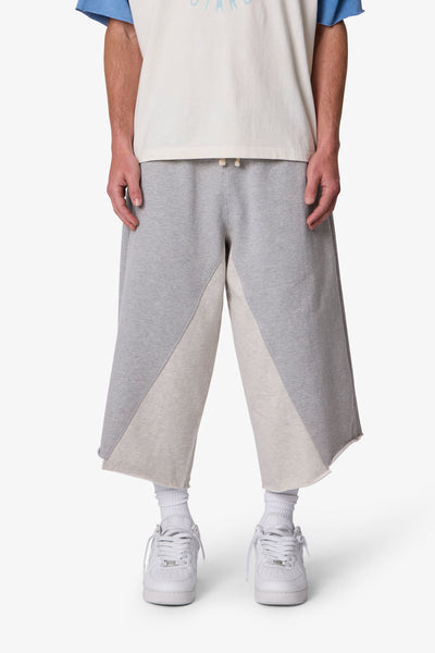 Extra Long Paneled Sweatshorts - Heather Grey | mnml
