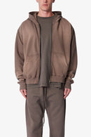 Faded Basic Zip Up Hoodie - Dark Olive
