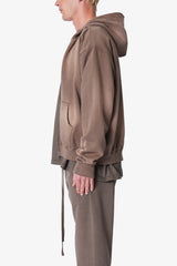 Faded Basic Zip Up Hoodie - Muddy Grey