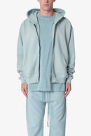 Sweat à capuche zippé basique délavé - Gris ardoise
