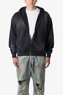 Sweat à capuche zippé basique délavé - Noir délavé