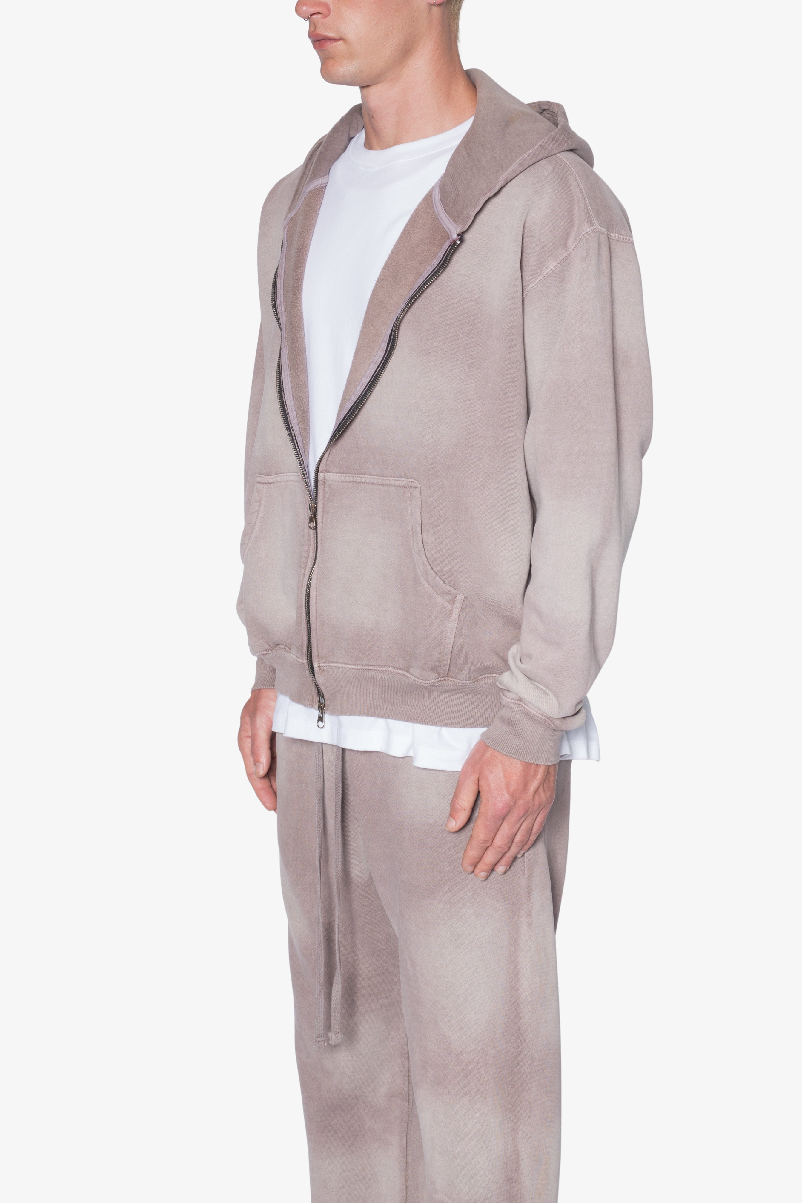 【HI FI FNK】Mett Dirty Washed Zip Hoodie HI FI FNK】Dirty Washed Zip-Up Hoodie