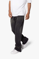 Pantalones deportivos de corte bota desgastados - Negro lavado