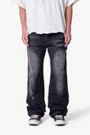 Pantalones de carpintero desgastados y desteñidos - Negro