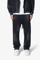 Pantalones deportivos holgados y desgastados para uso diario - Negro lavado