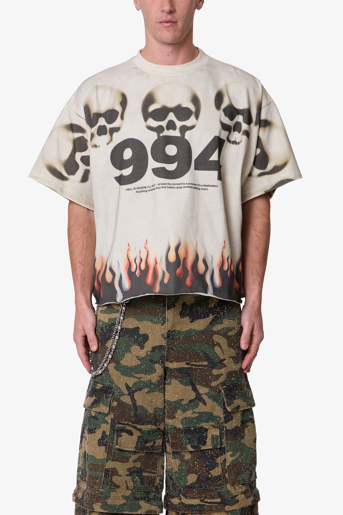 Flame Skull Tee - Off White | mnml