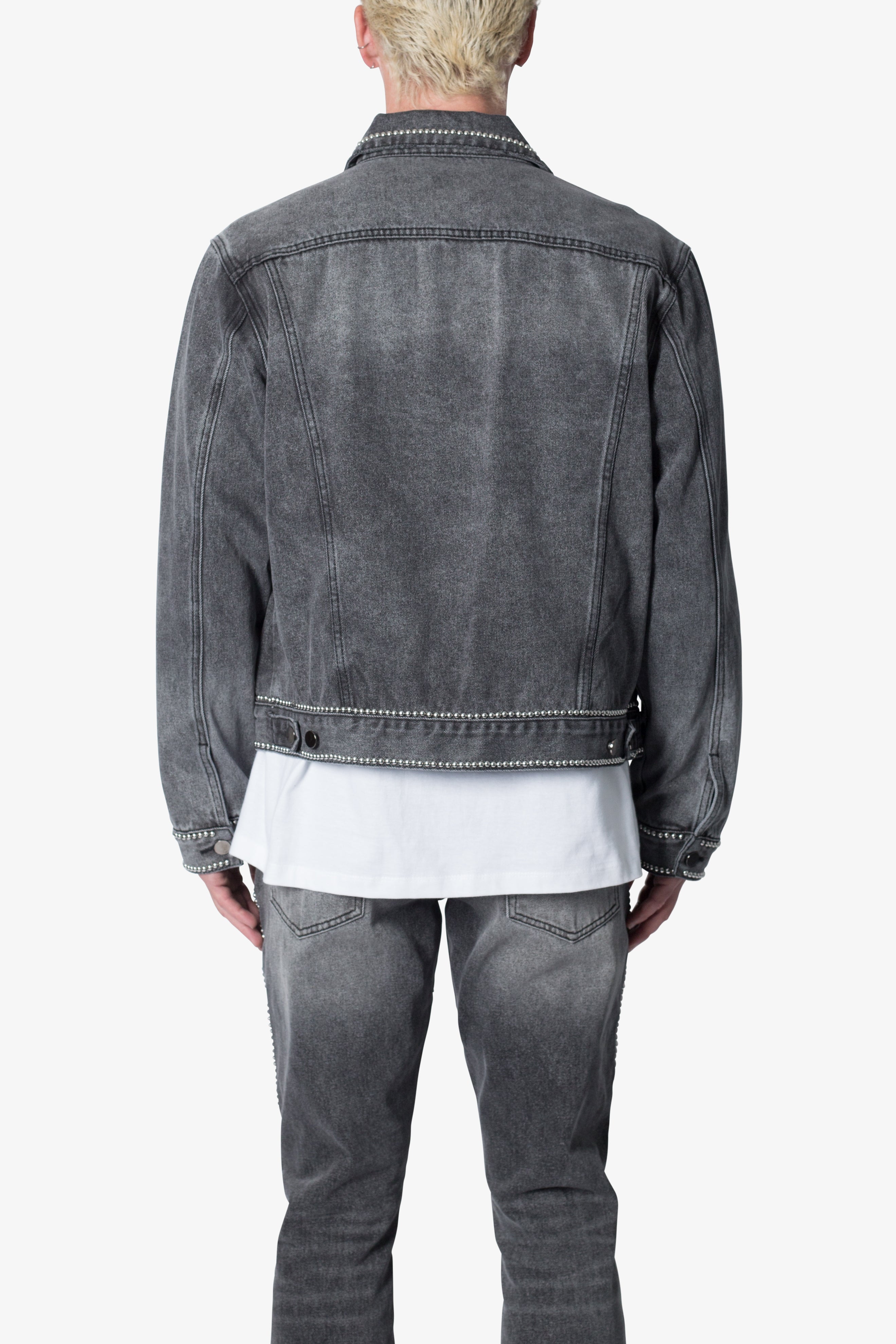 Flat Studded Trucker Jacket - Black | mnml | shop now