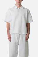 Fleece Oversized Polo Shirt - Heather Grey