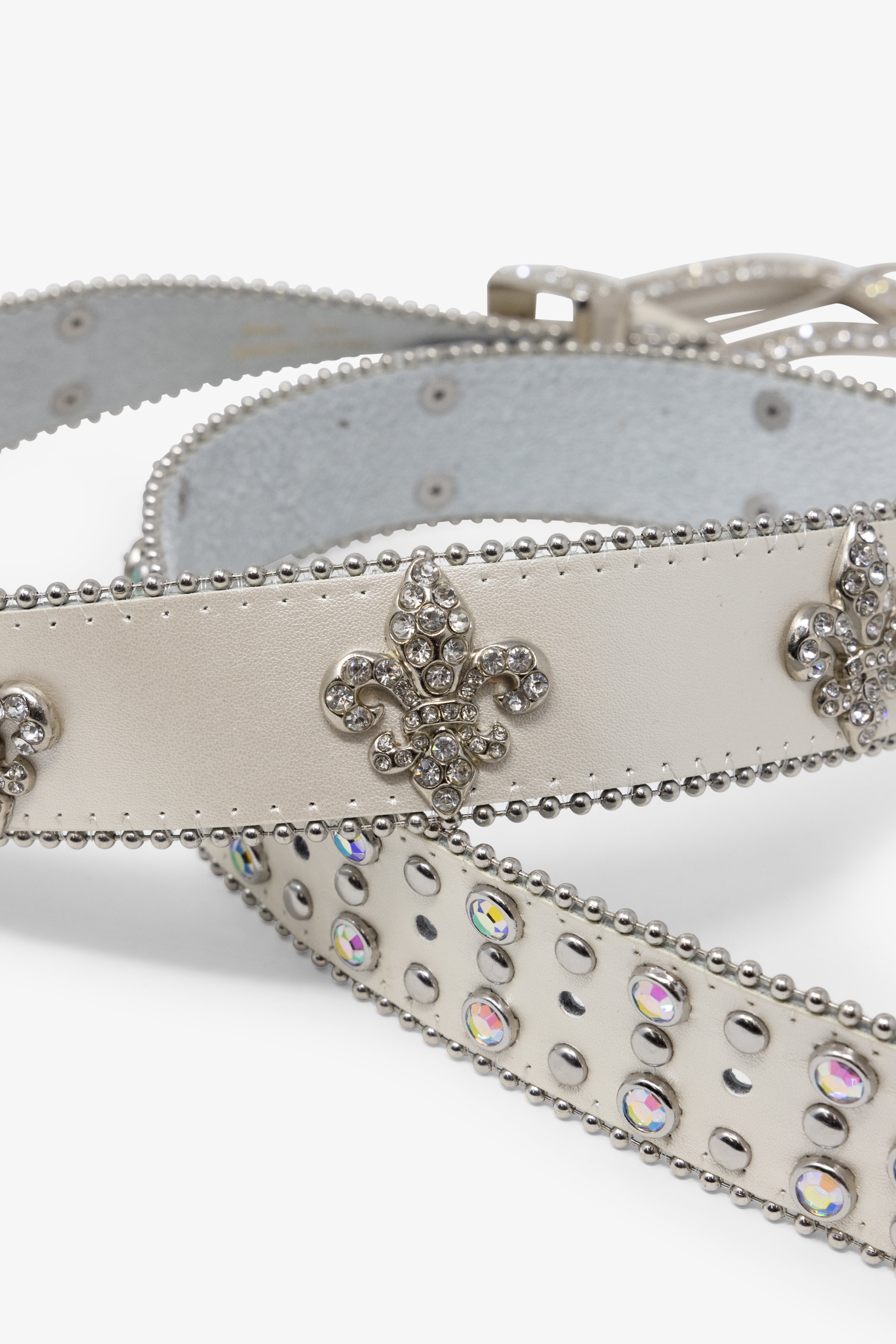 Fleur Studded Rhinestone Belt - Off White | mnml | shop now