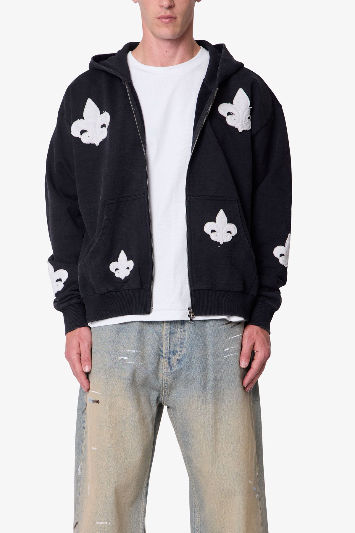 Fleur Zip Up Hoodie - Washed Black | mnml