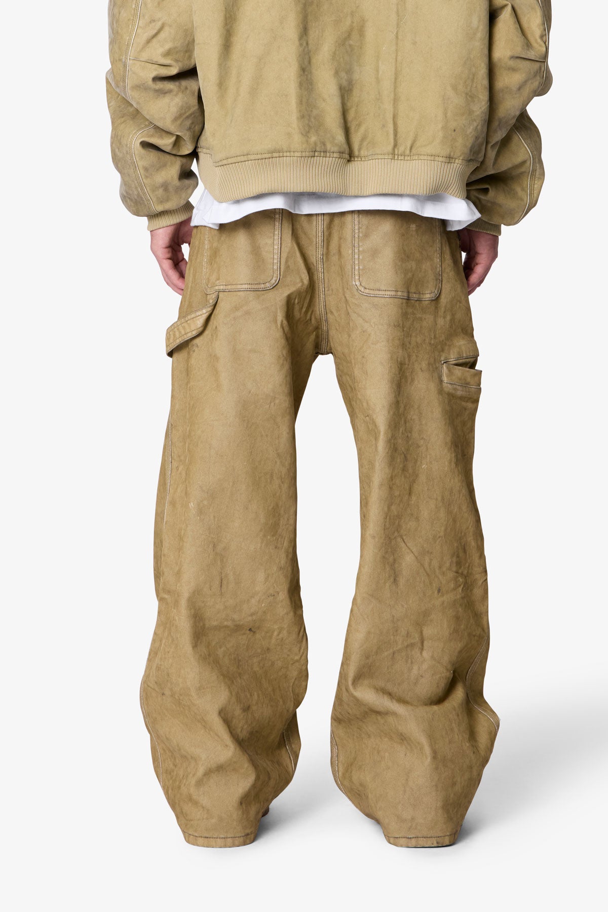 Flocked Oversized Work Pants - Tan | mnml