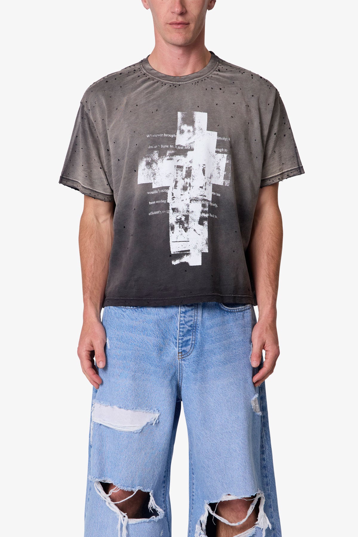 Fractured Tee - Washed Black | mnml