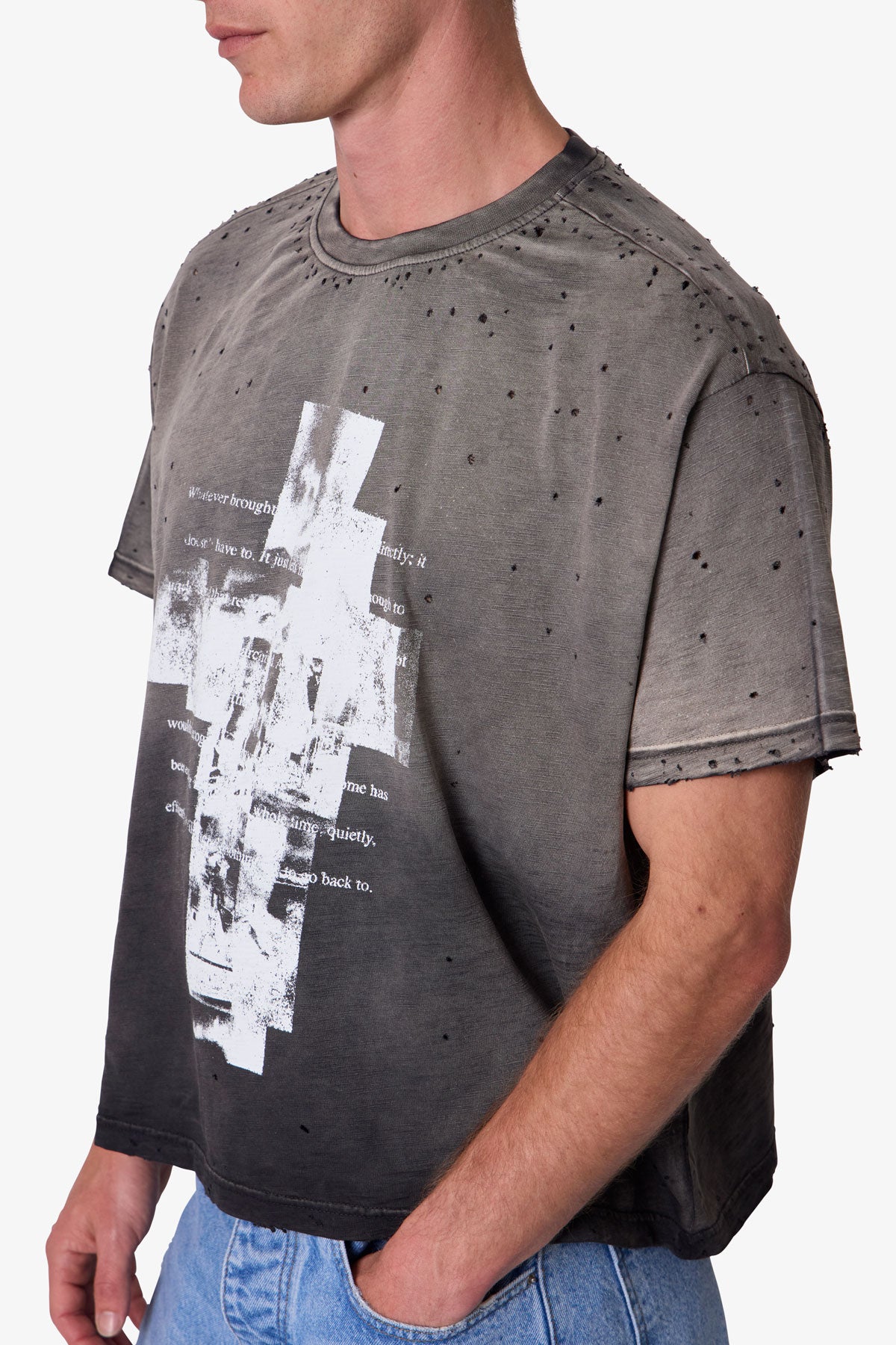 Fractured Tee - Washed Black | mnml