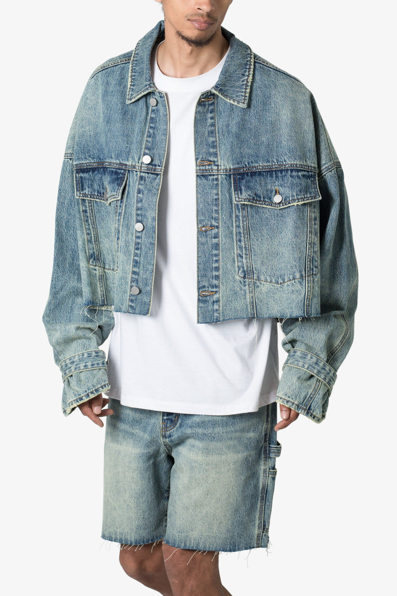 Frayed Denim Jacket - Blue | mnml | shop now