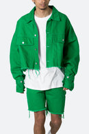 Chaqueta vaquera deshilachada - Verde